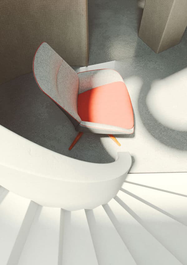 Contemporary lounge chair with refined fabric texture, Malta