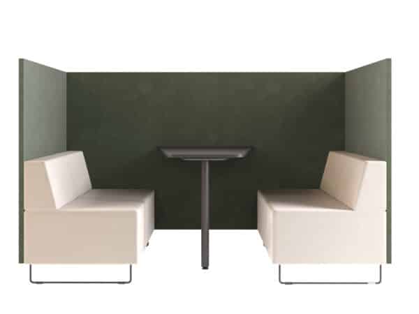 A sheltered seating booth brings comfort and privacy to Malta offices