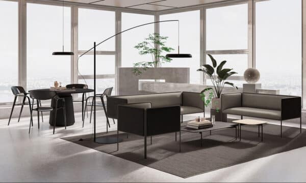 Elegant dark sofas with armchairs for welcoming Malta workplaces