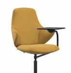 Yellow boardroom swivel chair with attached writing tablet arm in Malta