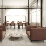 QOMFORT sofa in a modern office lounge with Malta office furniture