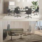 Modern conference room table and Check boardroom chairs - BSL Lifestyles Malta