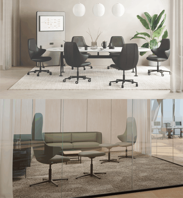 Modern conference room table and Check boardroom chairs - BSL Lifestyles Malta