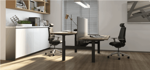 Malta Office Desks with ergonomic chairs and privacy divider panels