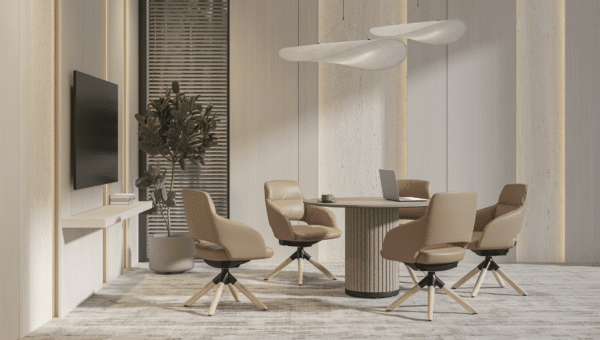 Sandie executive chair with ergonomic high-back design for meeting and office spaces