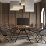Sandie ergonomic executive chair with upholstered high-back and armrests