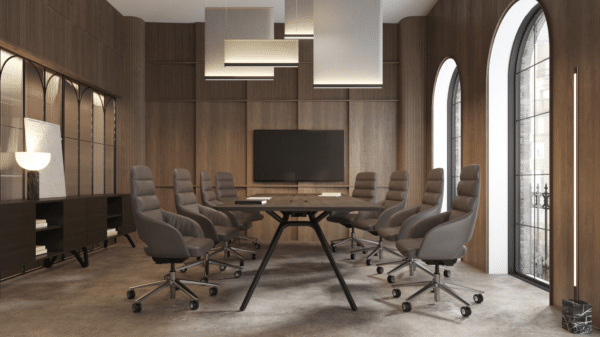 Sandie ergonomic executive chair with upholstered high-back and armrests