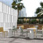 Outdoor café seating with Dorik tables in modern Malta venues