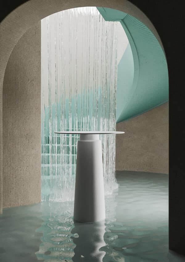 Round Dorik café table for luxury outdoor spaces in Malta