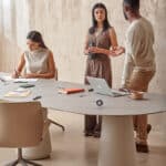 Modern office meeting table with team discussion setup Malta