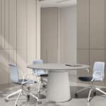 Dorik conference table with elegant single-leg base for modern meeting rooms