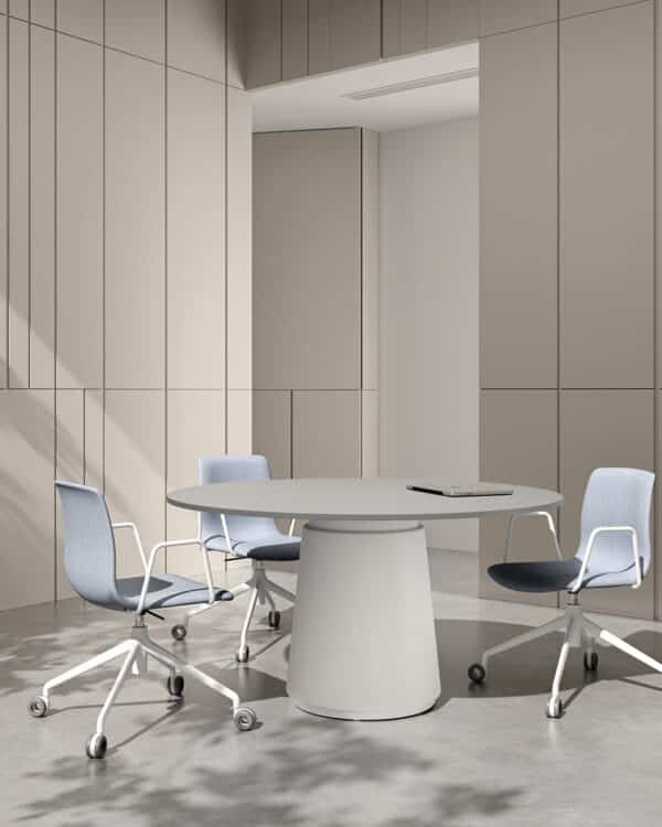 Dorik conference table with elegant single-leg base for modern meeting rooms