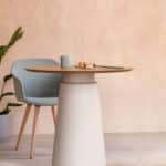 Round conference table with wood top for Malta workspaces