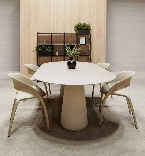 Minimal round office table with chairs in modern interior Malta
