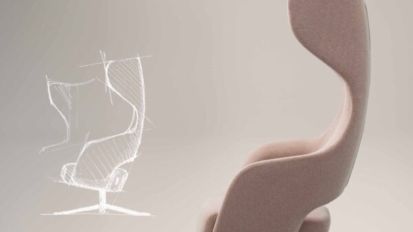 Sandie lounge chair with high-back upholstered design in a modern interior