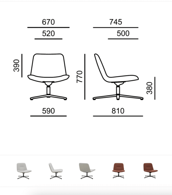 Malta Office Furniture chair specification diagram