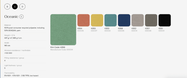 Fabric selection for Malta Office Furniture seating